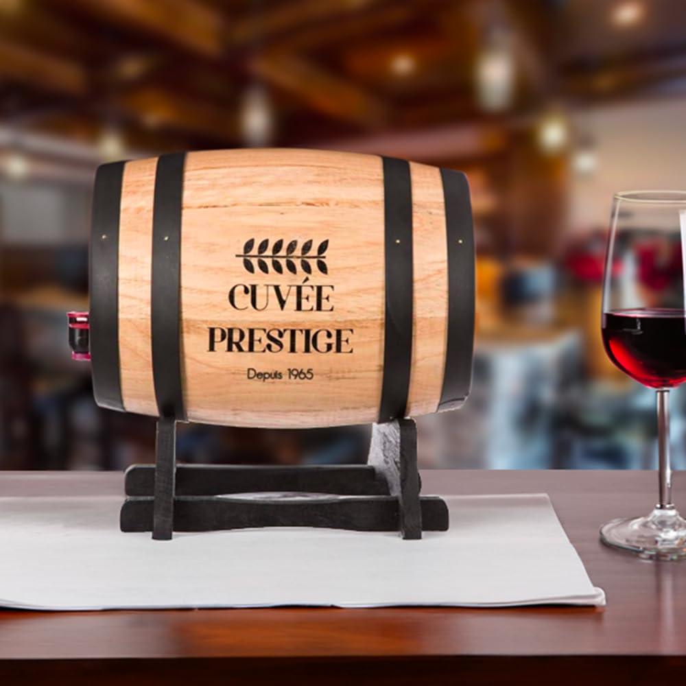 Avilia Distributore Botte in Legno 5,5L Porta Vino da Terra - Botti in Legno per Arredamento con Rubinetto, Elegante Stile Vintage