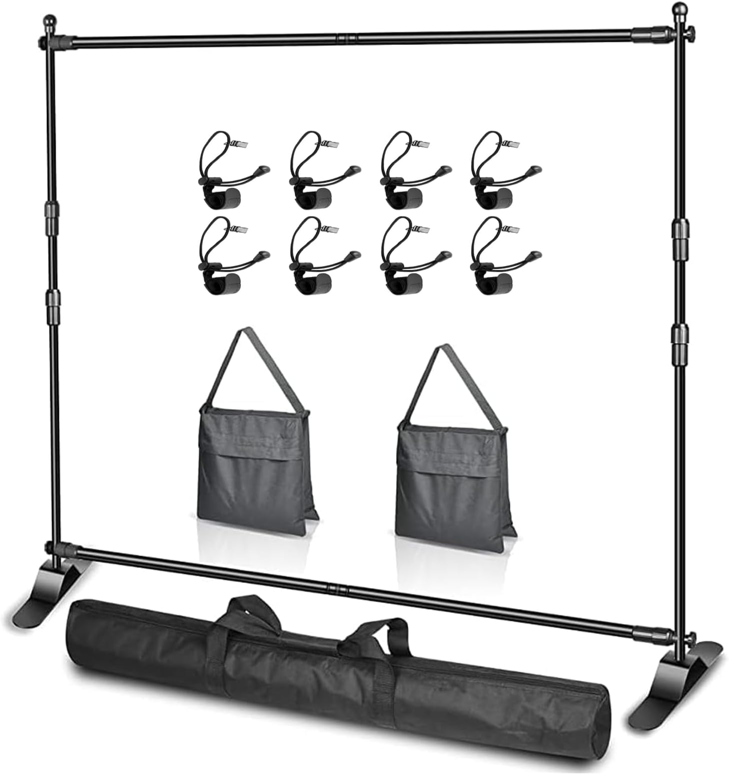EMART Adjustable Photo Backdrop Banner Stand with 8 x 8ft (W x H) Telescopic Tubes, Suitable for Trade Shows, Professional Photography Booths, and Step and Repeat Background Displays