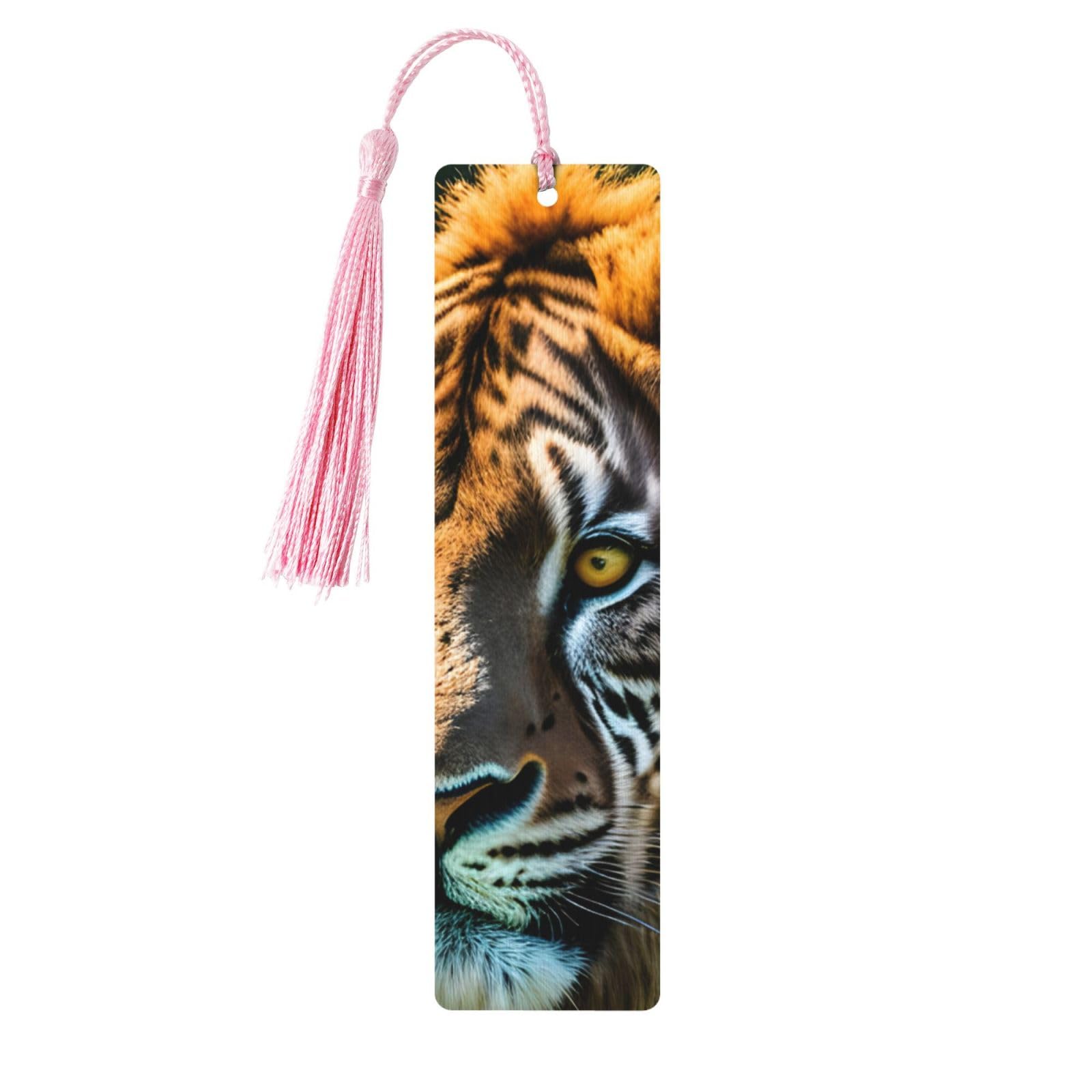 Marcapáginas de madera con estampado de animales africanos con borlas, etiqueta de etiqueta, adorno personalizado