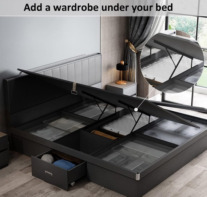 Varilla hidráulica,Resortes de Gas, Mecanismo de elevación de Cama, Elevador de Cama con Caja de Almacenamiento, Soporte de amortiguadores y puntales de Alta Resistencia,(900mm)
