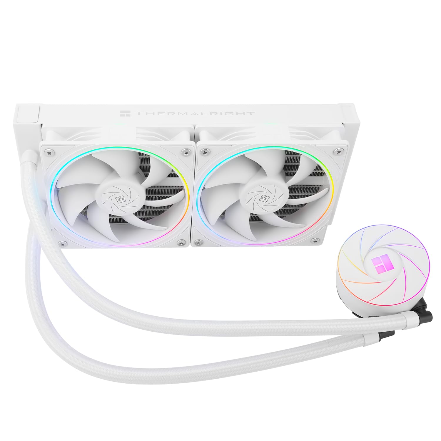 Thermalright AQUA ELITE 240 Weiß ARGB V2 CPU-Wasserkühler, 240 Aio CPU-Kühler, 2xTL-S12W PWM-Lüfter, ARGB-Feinblendeneffekt, für AM4/AM5, Intel LGA1150/1151/1200/1700/1851