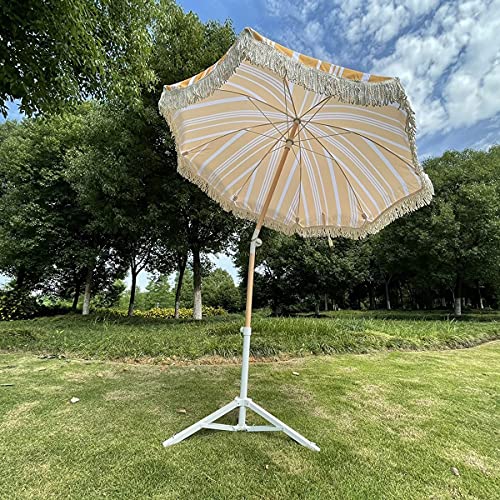 Parasol de plage hôtel en bois avec filet crème solaire