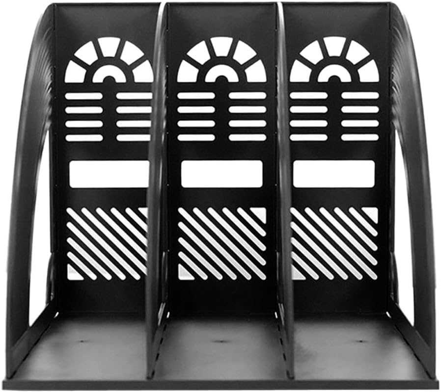 SAYEEC Magazine File Holder Folder Plastic Storage Desktop 3 Compartment Hollow File Bookshelf Organizer Standing Frame Office Racks Display Notebooks Documents Black File Holder for School/Working : Office Products