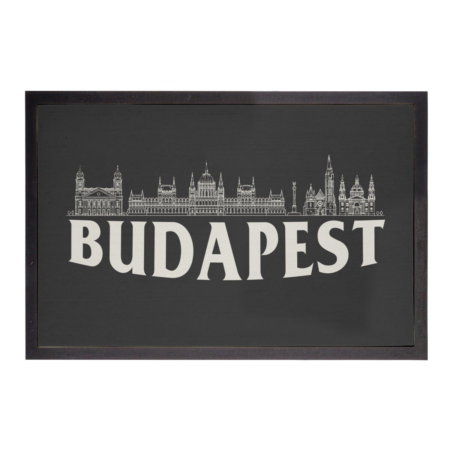 Paillasson Noir Budapest 75x50cm tapis de sol minimalist voyage