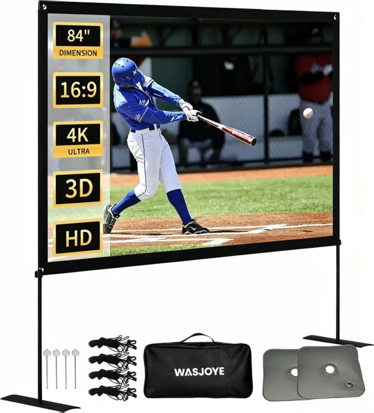 Amazon | WASJOYE 84インチ プロジェクタースクリーン 自立式 16:9