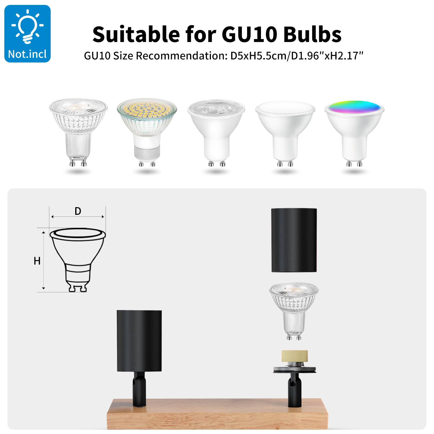 LVWIT Lámparas de Techo, GU10 Pantalla de Luz de Madera, 2 Way Accesorios de Luz Techos,Lámpara de Techo de pared Industrial Ajustable, Foco de Techo para Sala de Estar(No Incluye Bombillas)