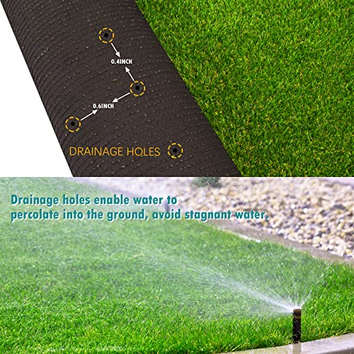 Image of Heyroll Artificial Turf Grass Indoor Outdoor 7 ft x 15 ft, 0.8 inch Realistic Synthetic Fake Grass, Artificial Lawn Rug Dog Pets Mat, Turf Carpet for Patio Landscape Backyard, Custom Size