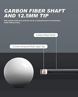 CRICAL Carbon Fiber Pool Cue COWCUE Series Low Deflection Billiards Cue Stick 58" Professional Pool Table Sticks for Adults -12.5mm Tip, Weight 19OZ (Adjustable), 3/8 * 8 Joint
