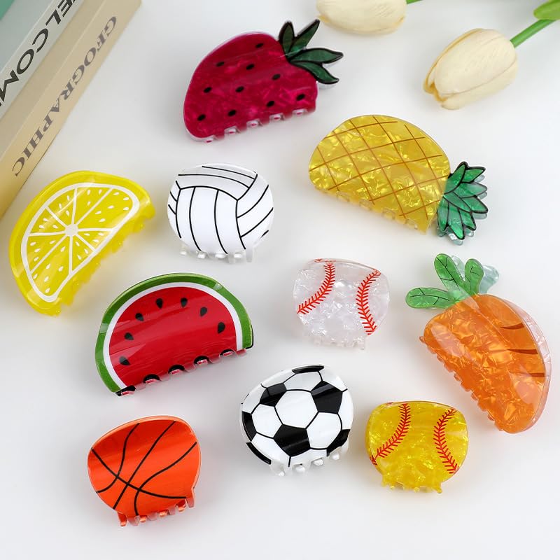 Trendy Fruit Shape Hair Claw Clips for Girls Featuring Cute Strawberry Pineapple Watermelon Design Strong Hold Hair Clip Non Slip Grip Hair Accessories for Casual Daily Styling - 4 Pcs, Multi Design.-image-27