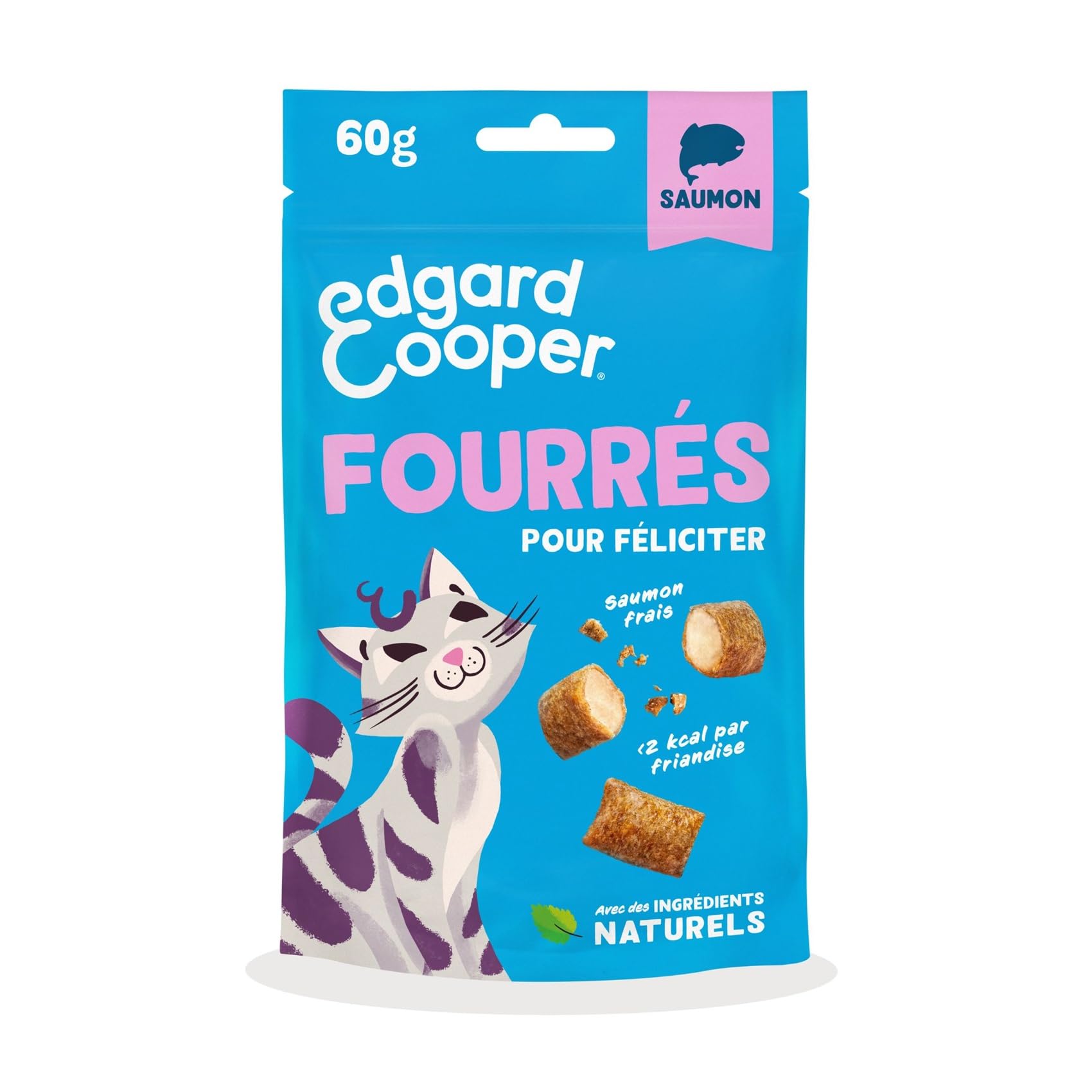 Edgard & Cooper Cat Treats, Salmon Filled (1x60g), Rich in Fresh Meat, Grain Free, Less than 2 kcal, Natural Ingredients, No Sugar Added