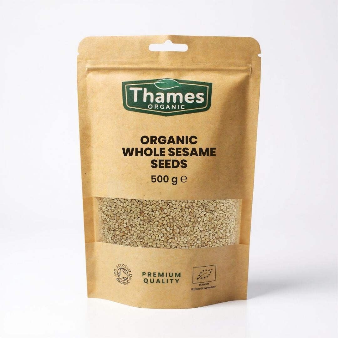 Organic Sesame Seeds - 500g of Nutritious & Flavorful Seeds - No Additives, No Preservatives - Raw, Vegan, Non-GMO - Great for Baking, Cooking, and Sprinkling - Thames Organic