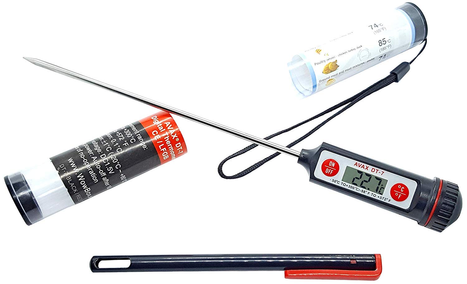 AVAX DT-7 - Termómetro digital LCD para cocina (13 cm, rango de temperatura: -50 C a 300 C/-58 F a 572 F)