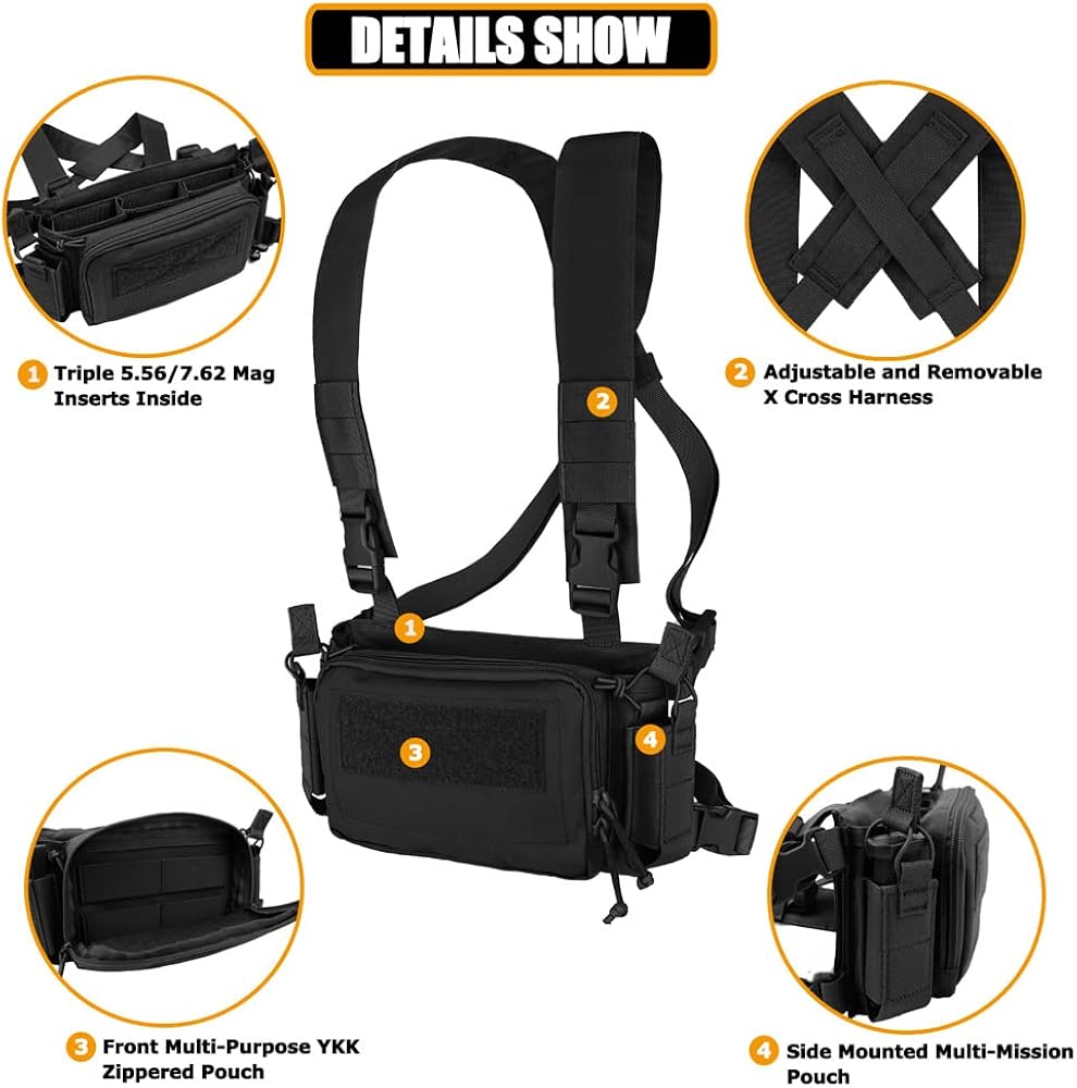 Amazon.com : KRYDEX Tactical Chest Rig with Triple 5.56/7.62 Mag