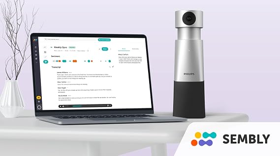 PHILIPS SmartMeeting HD Audio and 4K Video Conferencing Solution PSE0550 with Sembly AI Meeting Assistant Trial