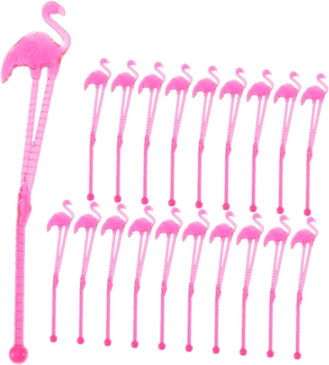 Uonlytech 30pcs Flamingo Shape Juice Mixing Sticks Reusable Plastic Cocktail Swizzle Stirrers for Party Bar Beverage Coffee Home Use