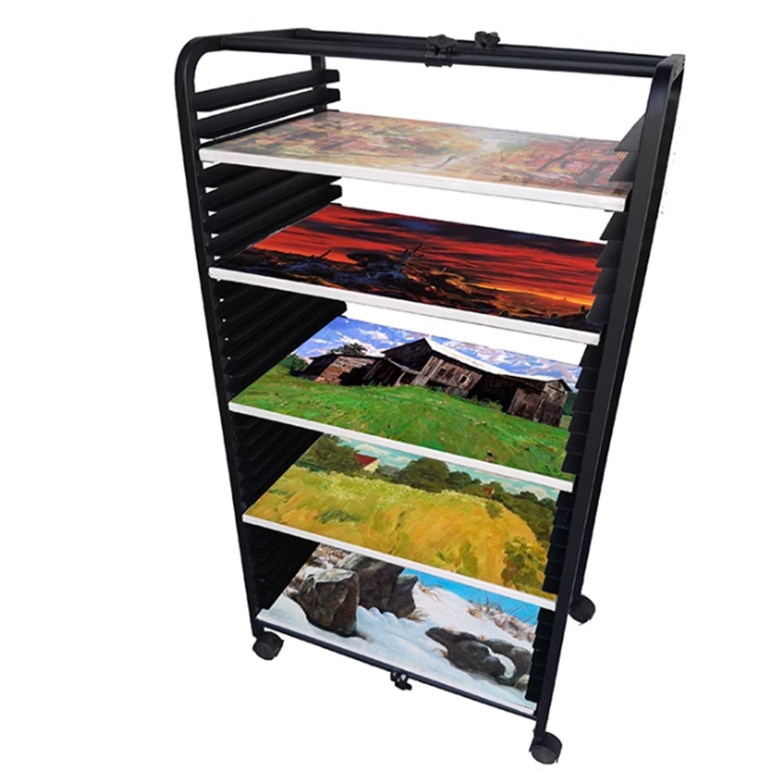 THEGA Rastrelliera Per L'asciugatura Di Opere D'arte A 20/30 Livelli, Regolabile (40-61 Cm) – Rastrelliera Mobile Per L'asciugatura Di Dipinti Con 4 Ruote, Ideale Per Opere D'arte In Aule(30 floors)
