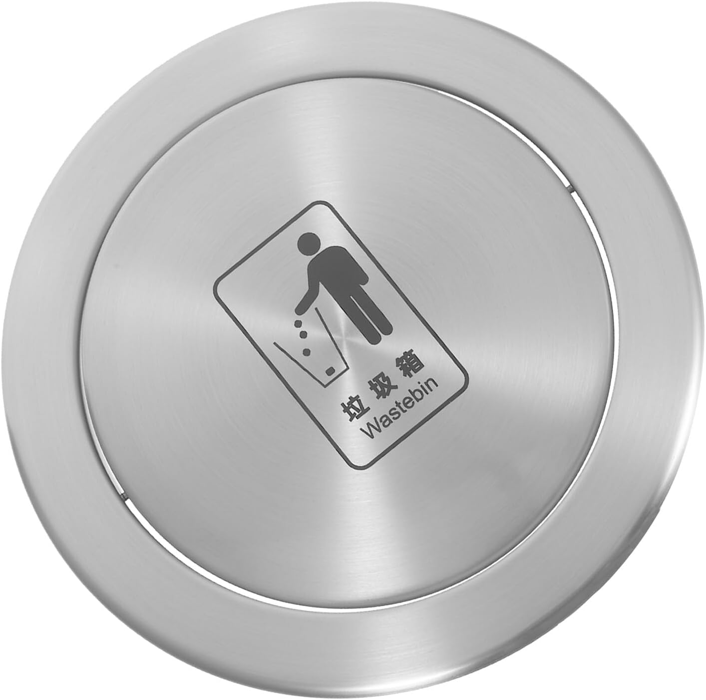 Embedded Stainless Steel Trash Can Lid with Swing Cover, round Countertop Waste Bin Lid for Kitchen and Bathroom, Recessed Garbage Can Cover for Sink and Counter Use