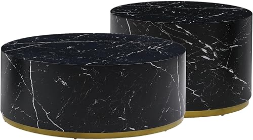 Miniatura 9 de Mesa auxiliar redonda pequeña para sala de estar, mesa auxiliar circular de madera, mesita de noche para apartamento, dormitorio, oficina, mármol