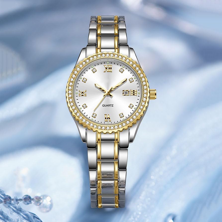 ADSBIAOYE Womens Watch Luxury Diamond Analog Quartz Wrist Watches Silver Stainless Steel with Date Waterproof Ladies Dress Business Casual Bracelet Watch - Image 4