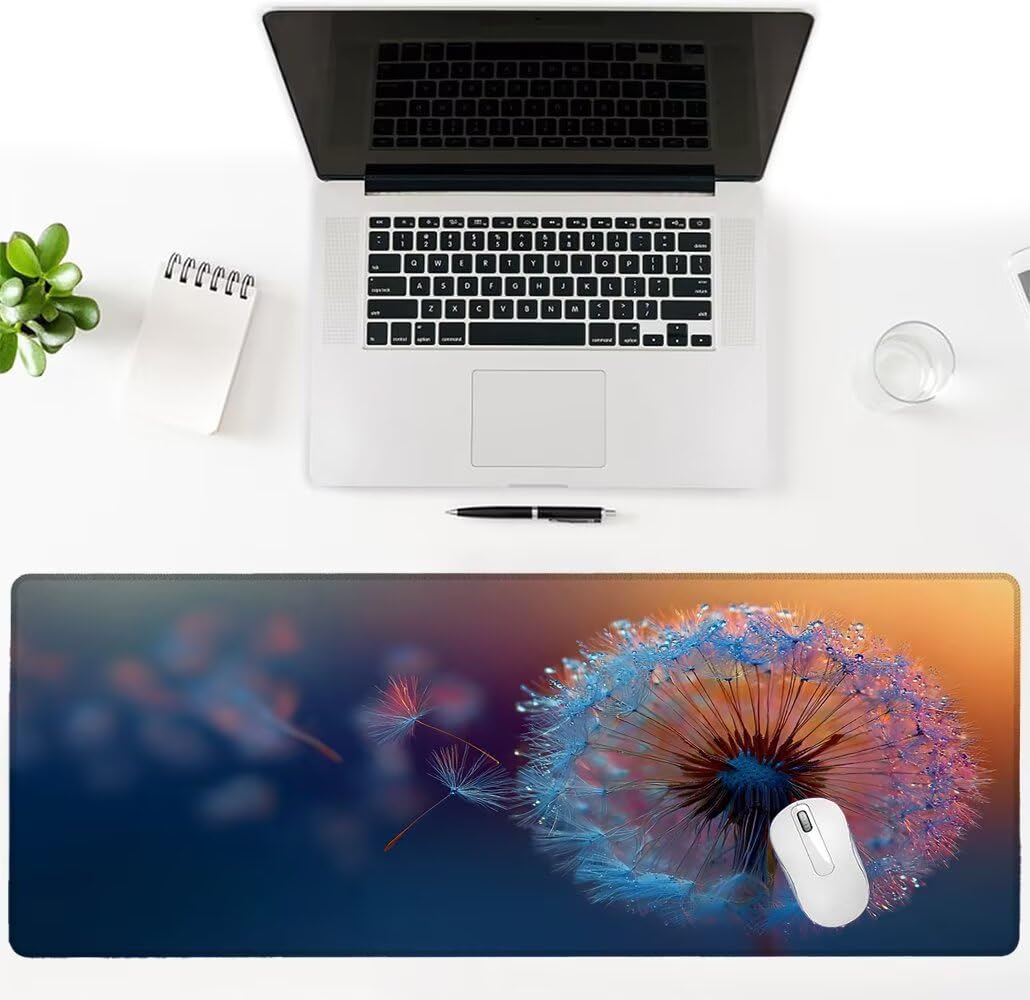 Alfombrilla Ratón XXL 600x1200x3 mm Mouse Pad Grande Gaming Diente De León Alfombrilla Escritorio,Tapete Escritorio con Bordes Cosidos, Impermeable Antideslizante Ordenador Desk Mat, PC, Oficina zj361