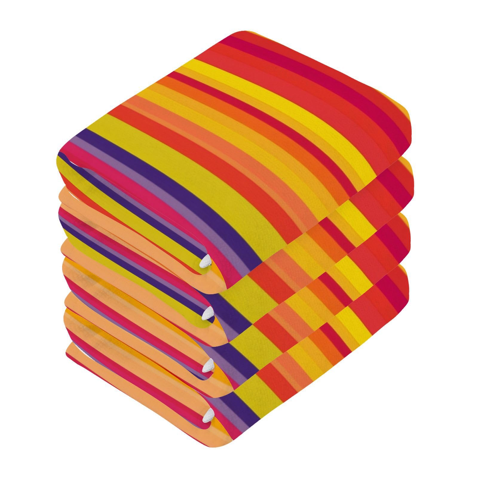 Msyxl 6-Pack Rainbow Carnival Striped Washcloths for Bathroom, 12x12in Cotton Wash Cloths Soft Absorbent Face Cloths Towel for Your Face Body