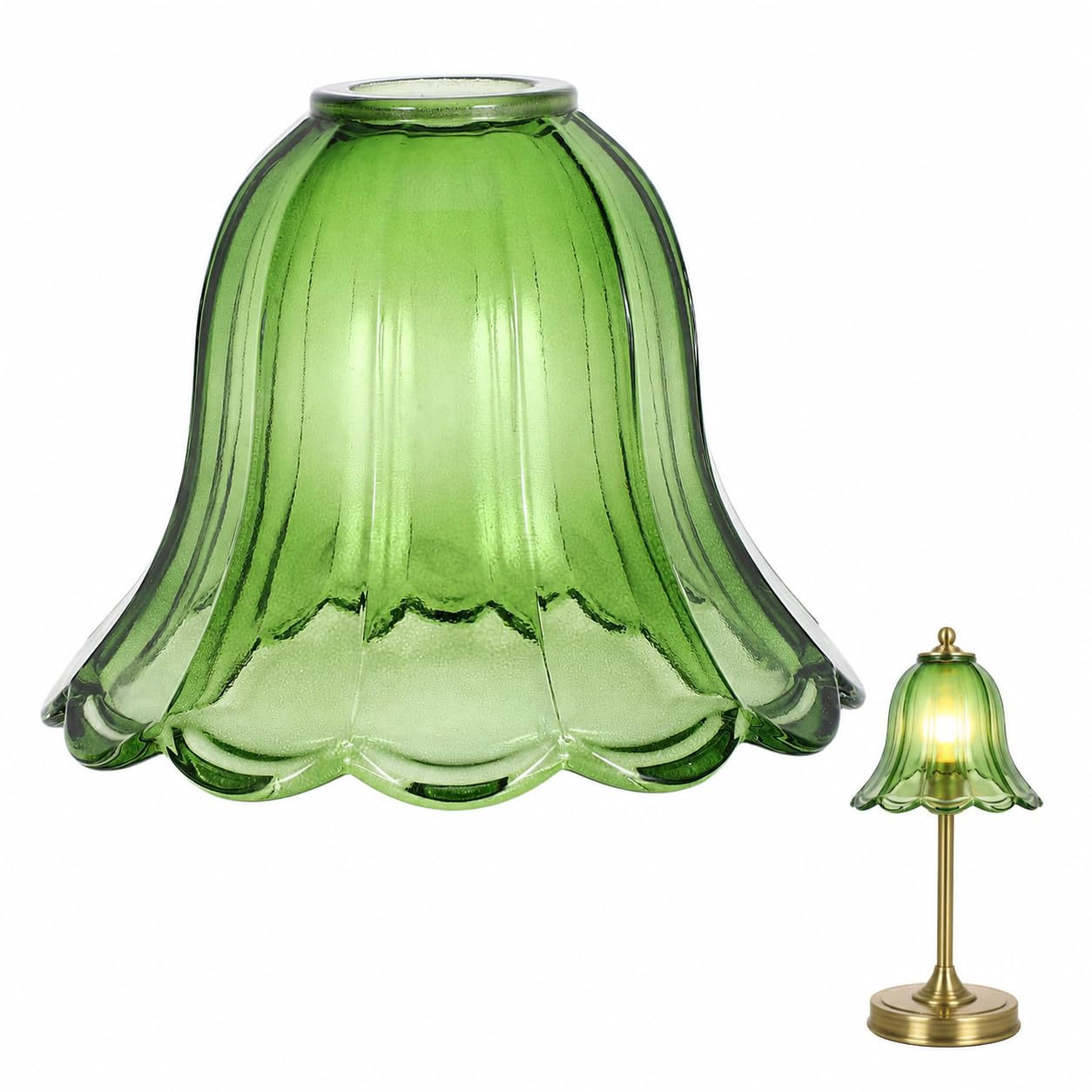 TOPBATHY E14 Green Glass Lamp Shade Replacement for Table Lamps