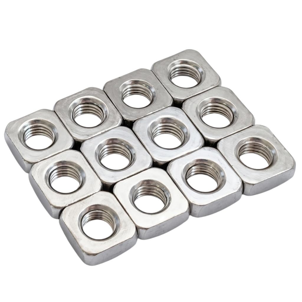 NACX M6 Stainless Steel Square Nuts – Heavy Duty Threaded Fasteners, Corrosion Resistant, for Furniture, Machinery, Metalworking, Construction, DIY Projects, 50PCS