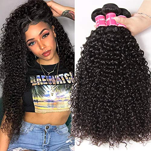 Jolia Hair 8A Brazilian Hair 3 Bundles Short Curly Human Hair Weave 10 12 14inch Unprocessed Thick Soft Hair Weft Extensions Natural Black can be Dyed