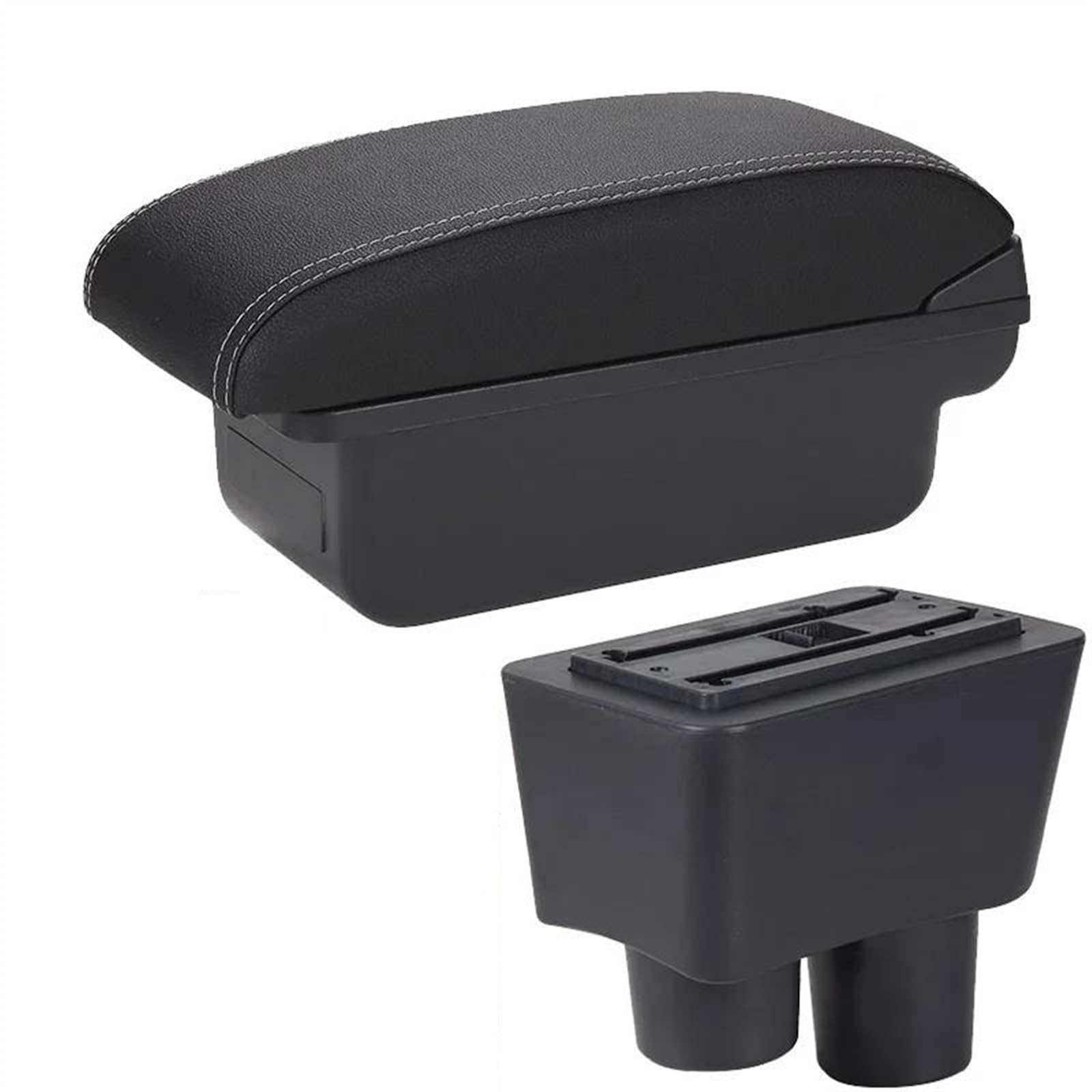 NOHEEU Car Modified Interior Accessories Seat Armrest Box Storage For Almera For Versa(C3 Black white NO USB)