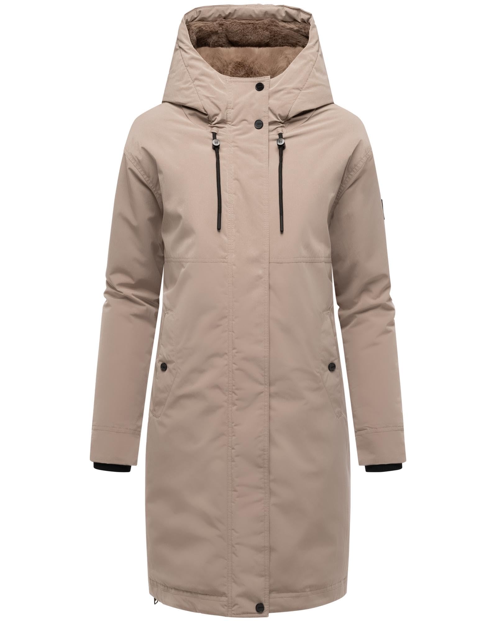 Navahoo Lange damesjas, warme winterjas met capuchon, Hageldans, maat 14, S- 6XL, XL