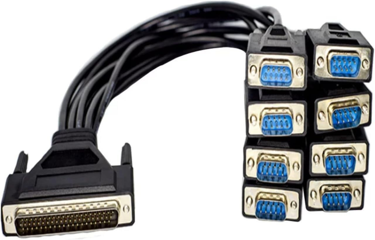 Pidwaok DB62 to 8X DB9 RS232 Serial Cable, 1-Male to 8-Male Breakout Adapter Wire for PCI-E Multi-Port Serial Communication Cards (0.45 Meters)