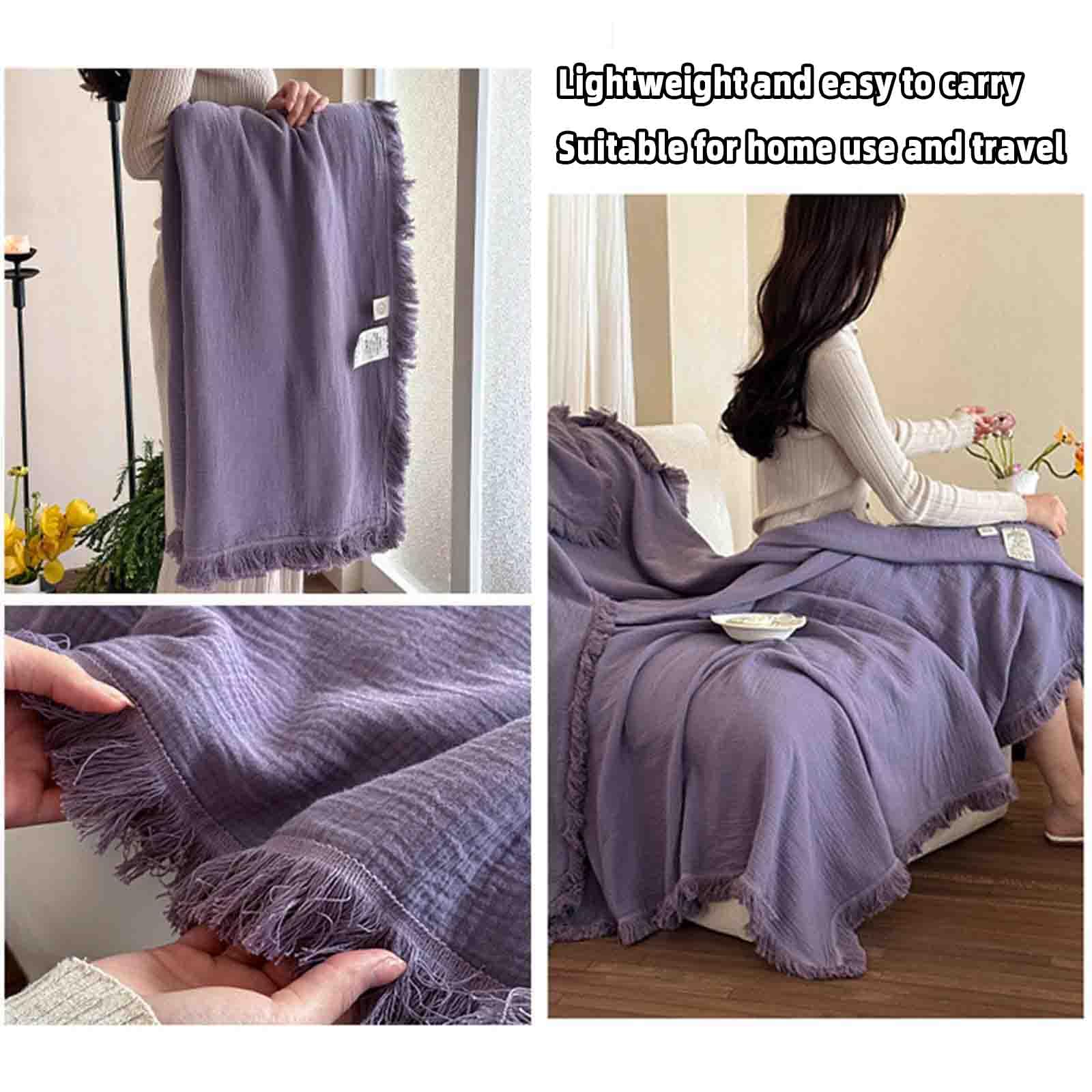 JUSHZ Plaid Matrimoniale Coperta Plaid Divano Blanket Letto Singolo Estivo Cotone Primaverile Letto Singolo Coperta Termica Estiva Divano Scaldaletto (Beige,50x150cm)