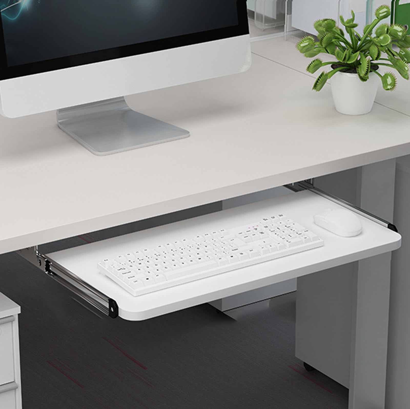 Untertisch Tastaturablage,Tastaturablage Aus Holz Mit Auszug,Tastaturauszug Untertischmontage,Leicht Herauszuziehen,Stark Und Flexibel,Geeignet FüR Zuhause Und BüRo