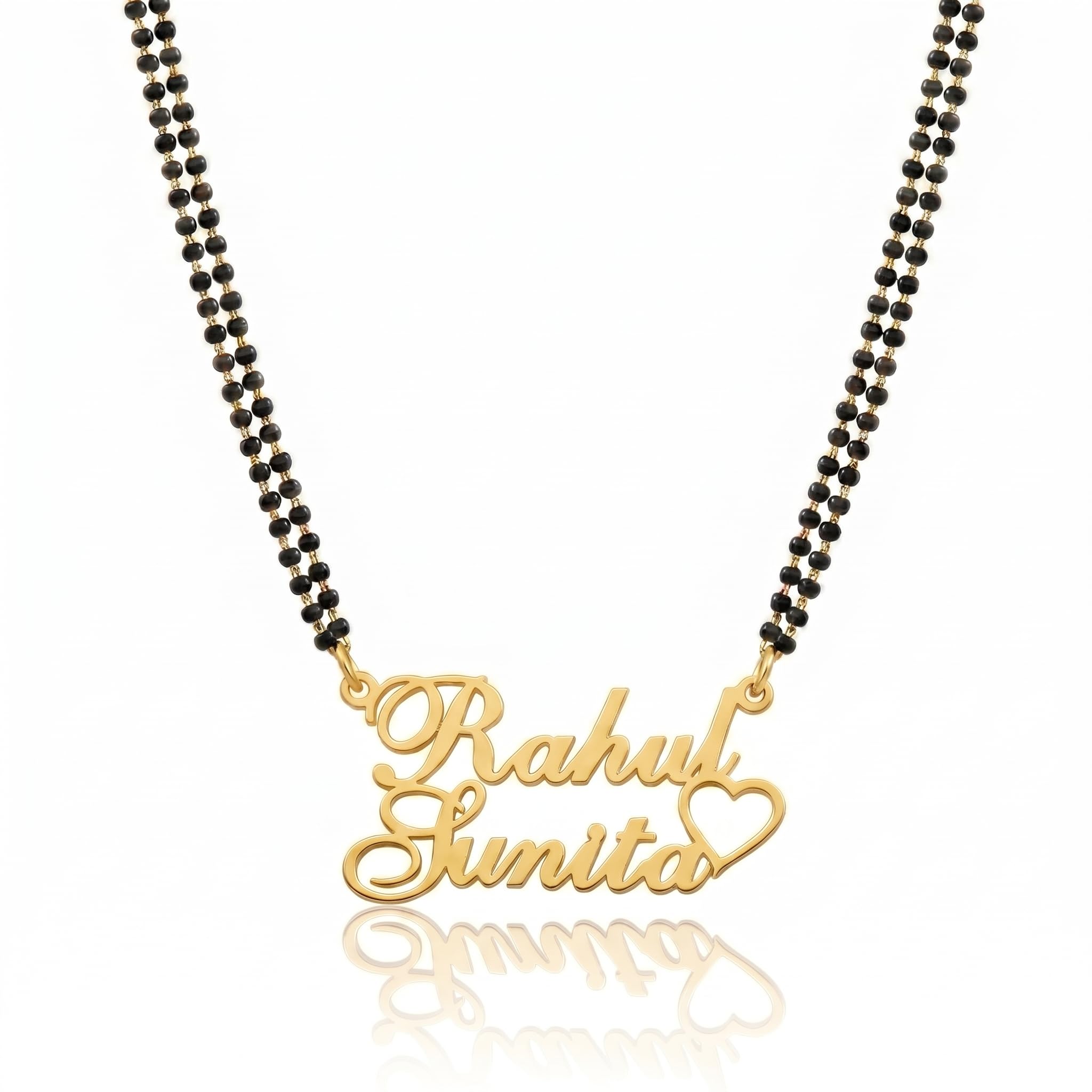 Single Heart Couple Name Necklace Elegant Mangalsutra Chain for Couples Personalized Name Box Design-image-18