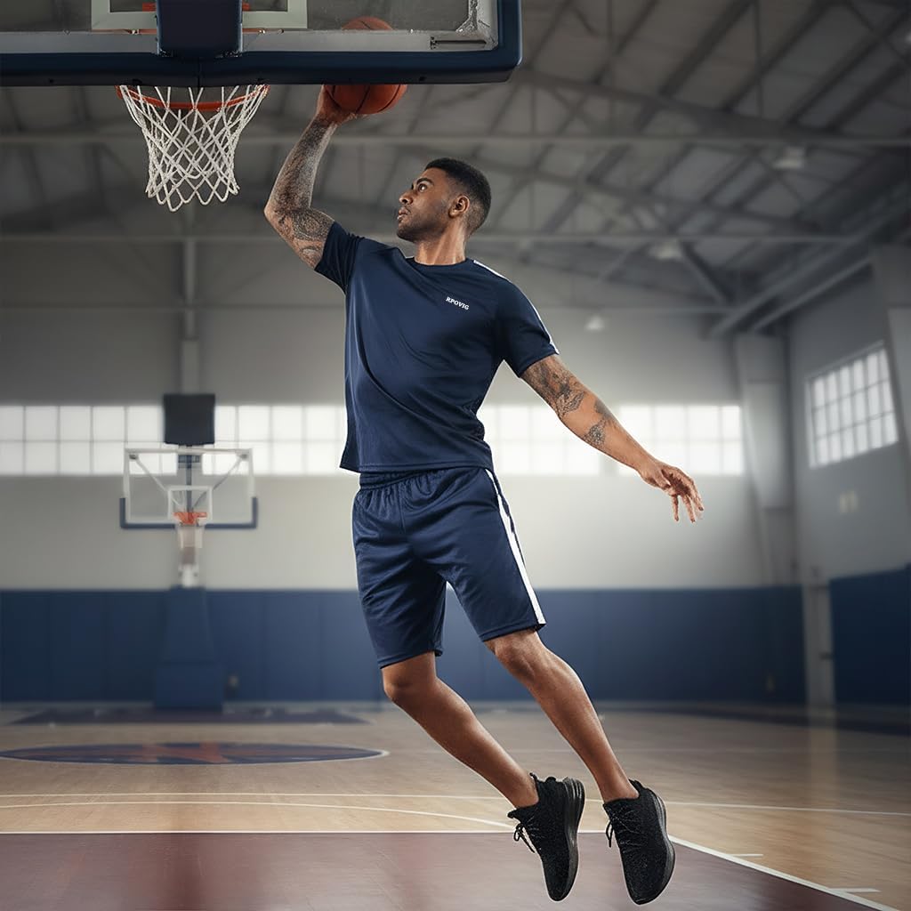 RPOVIG Shirts Shorts Workout Set:Men's 3 Pack Clothes Short set outfits Gym Active Athletic Basketball - Image 3