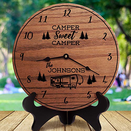 Georgia Barnard 12 Inch Wood Clock, Camper Decor Camper Sweet Camper Custom Last