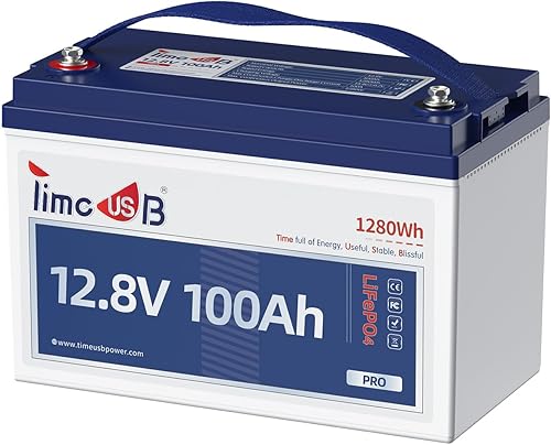 Timeusb LiFePO4 BaterĂa de ciclo profundo de 12 V100 Ah con baterĂa de litio compacta BMS mejorada de 100 A de 4000 a 15000 ciclos, 10 años de vida Timeusb LiFePO4 BaterĂa de ciclo profundo de 12 V100 Ah con baterĂa de litio compacta BMS mejorada de 100 A de 4000 a 15000 ciclos, 10 años de vida