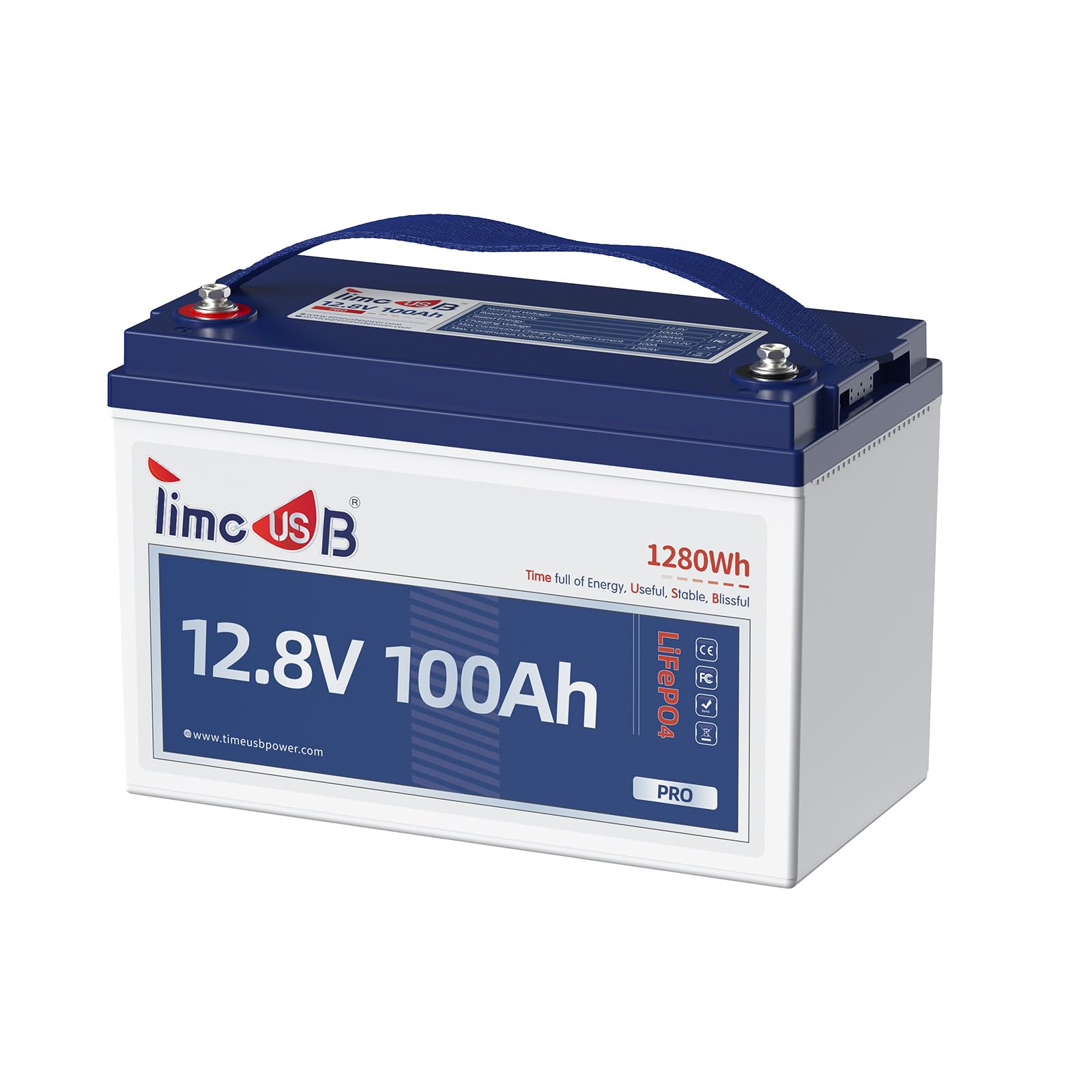 Timeusb LiFePO4 Battery 12V100Ah Deep Cycle Battery with Upgraded 100A BMS