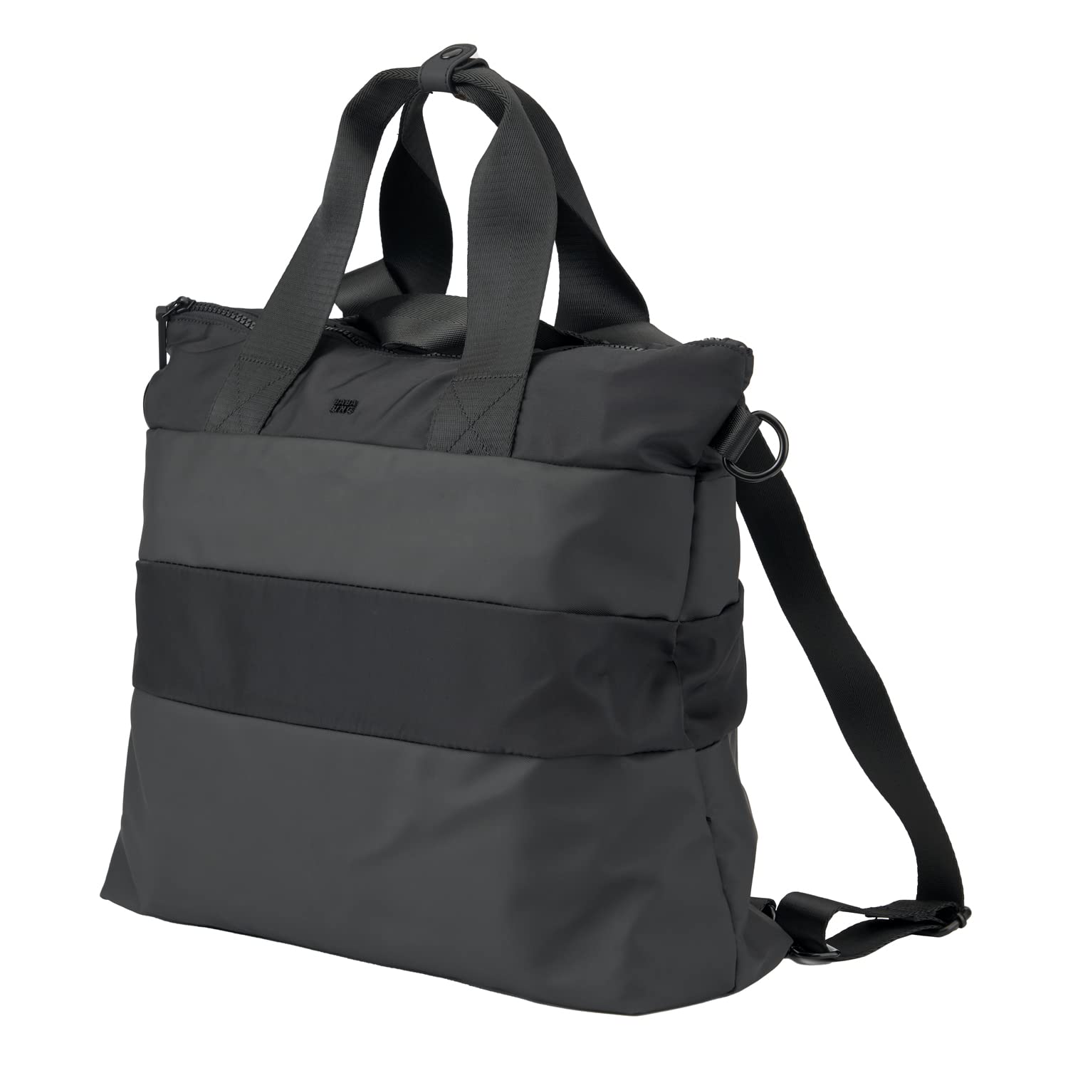 baba bing BABABING Sustainable Tote Backpack Baby Changing Bag, Shoulder Straps, Changing Matt, Insulated Bottle Holder & Pram Clips, Nappy Changing Bag - Black, Black, One Size