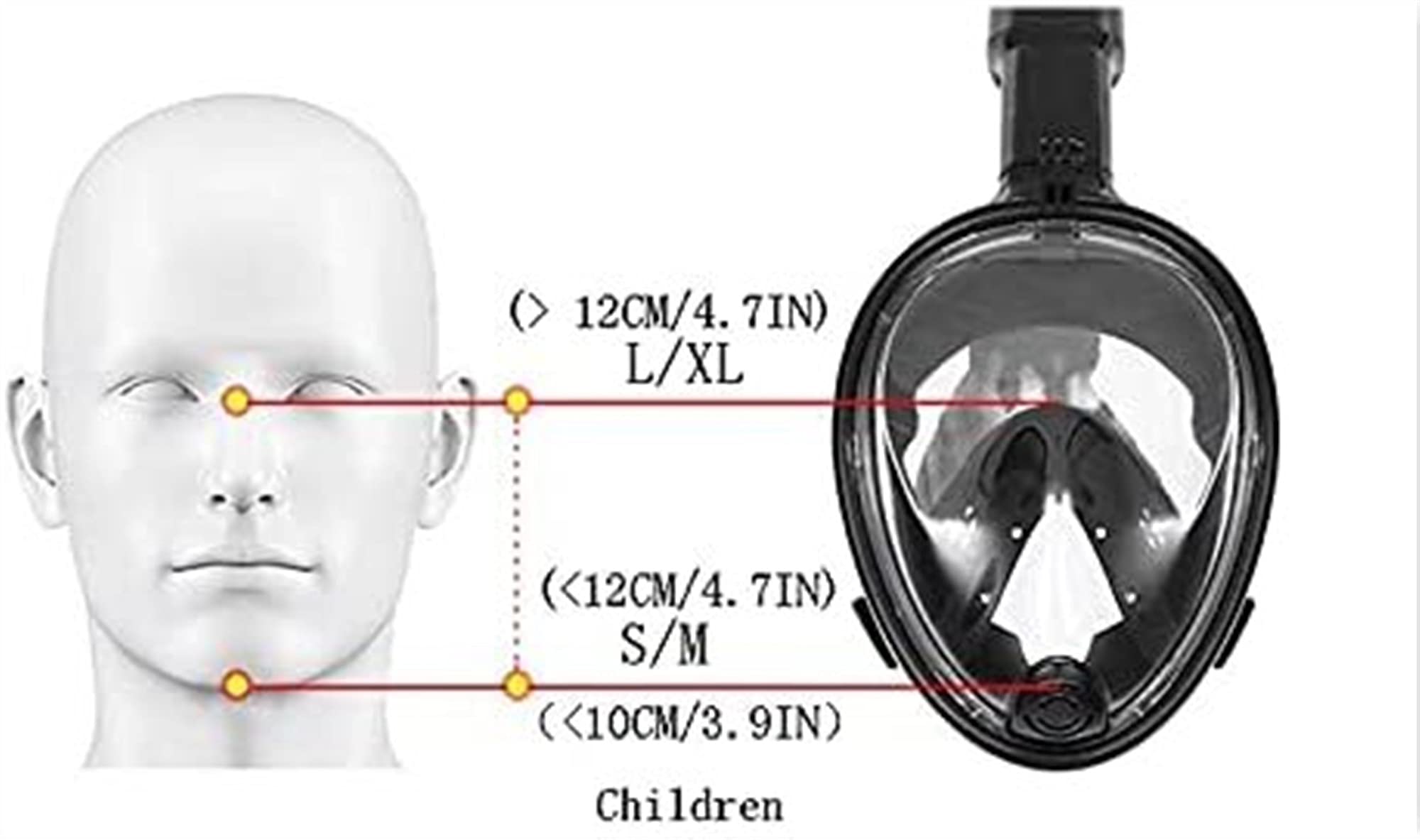 Maschera da Snorkeling in Silicone Integrale, Adulti e Bambini ° Snorkel subacqueo Maschera da Sub a Bocca Piatta a Bocca Piatta (Verde M) (Verde L)