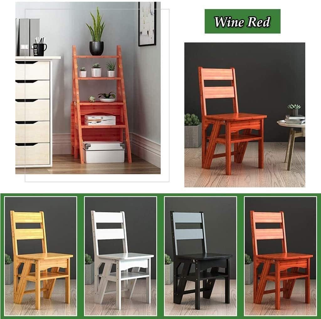 Wooden Step Ladder Folding Ladder Chair Folding Flip Ladder Stool Stepladders Wooden Director Chair Solid Folding Step Stool Ladder Wooden Heavy Duty (Wood Color)