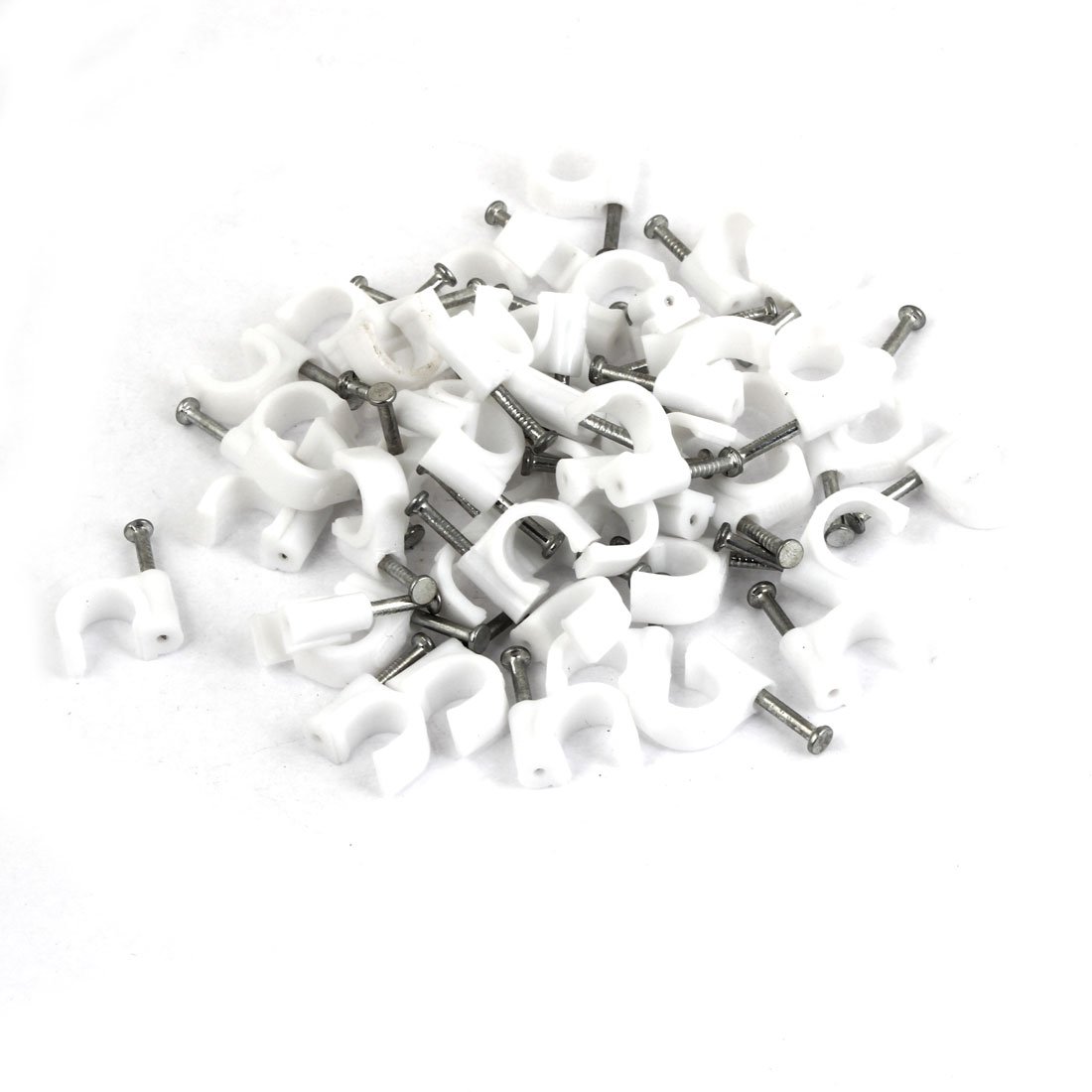 Aexit 50 Pcs Clamps White Plastic Hose Clamp Holder for 8mm