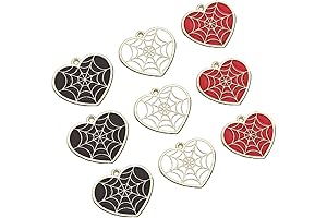 30Pcs Alloy Enamel Heart Charms, Heart Shaped Pendants, Spider Web Charms, Gold...