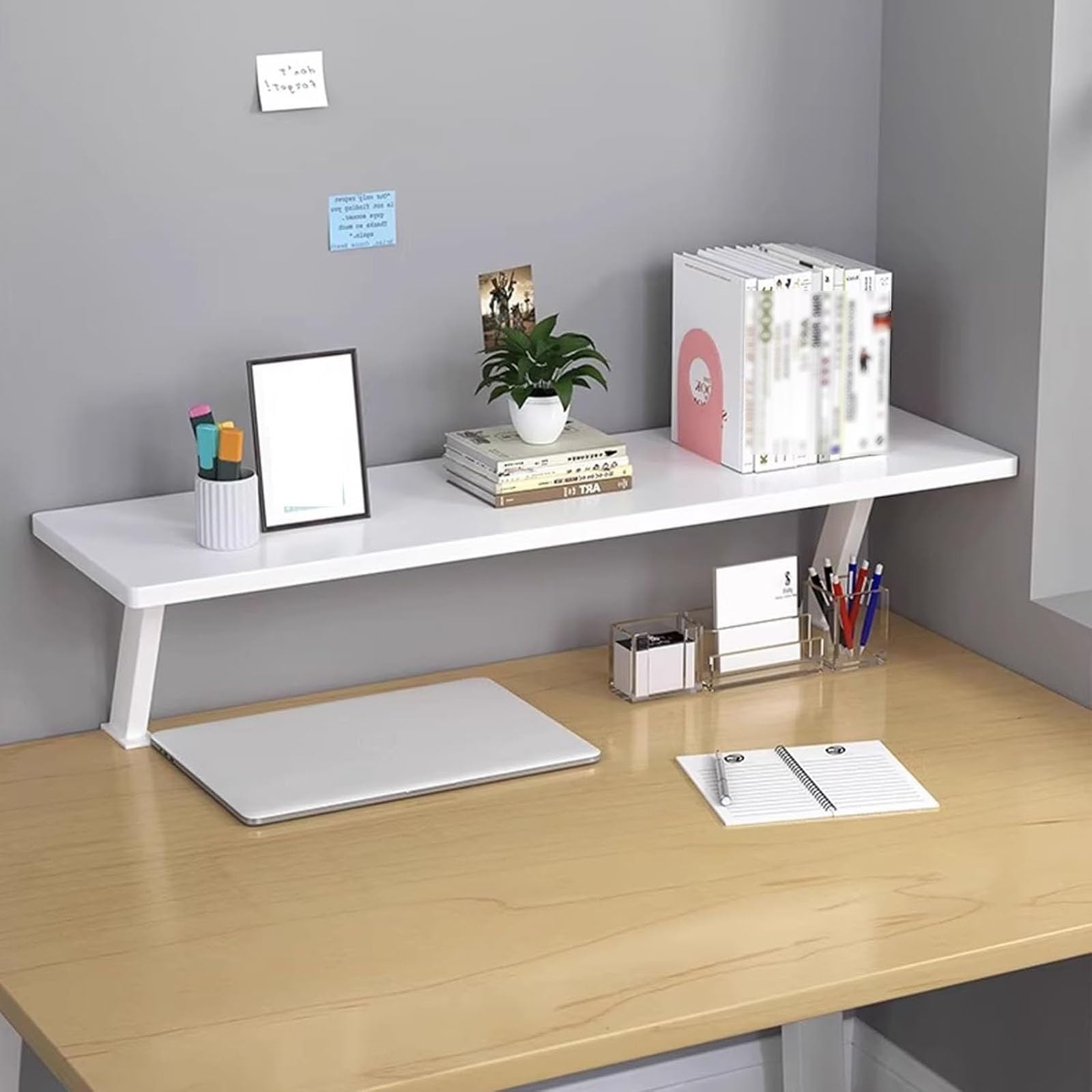 Mensola da scrivania, estensore da scrivania con morsetto, supporto rialzato salvaspazio per laptop, ideale per l'ufficio, il dormitorio e l'organizzazione della scrivania di casa(White,80cm)