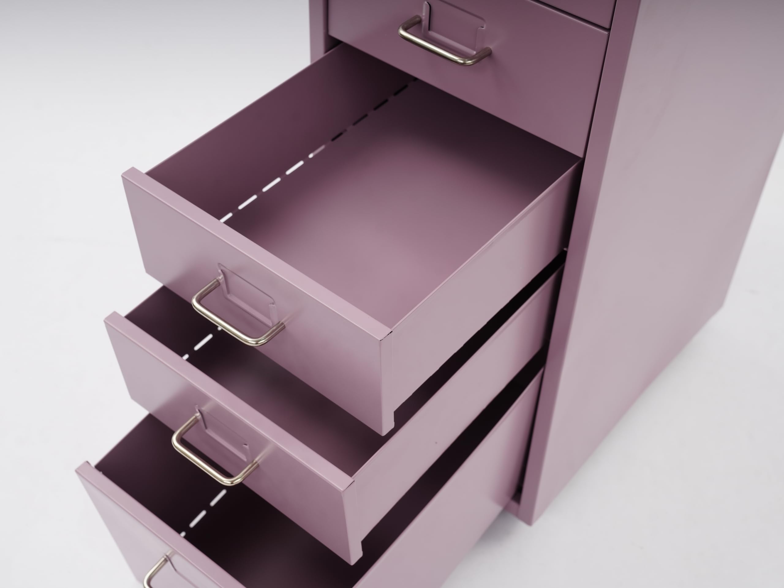 Rollcontainer mit 5 Schubladen,Mobiler Schubladenschrank Metall Aktenschrank mit Etikettenschlitze,Bürowagen mit Rollen für Arbeitszimmer,Lila,69 * 41 * 28cm