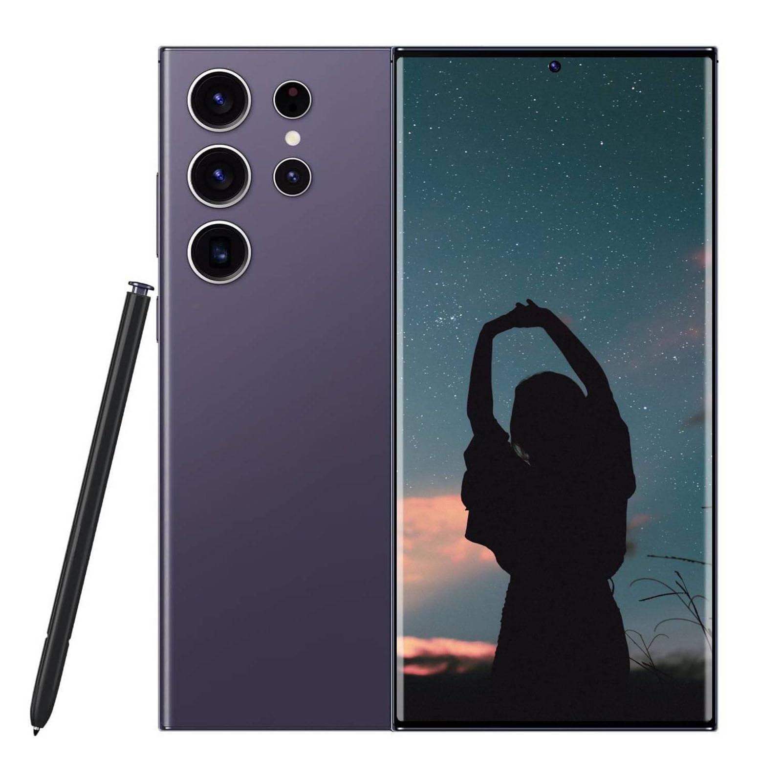 SANSHREUNI S24 Ultra, Android 14.0 Cell Phone, Unlocked Phones, 6800mAh Battery Fast Charging Mobile Phone, 5G Cell Phone, 8GB+256GB Dual SIM Dual Standby, Smartphone with Tool Pen (Purple)