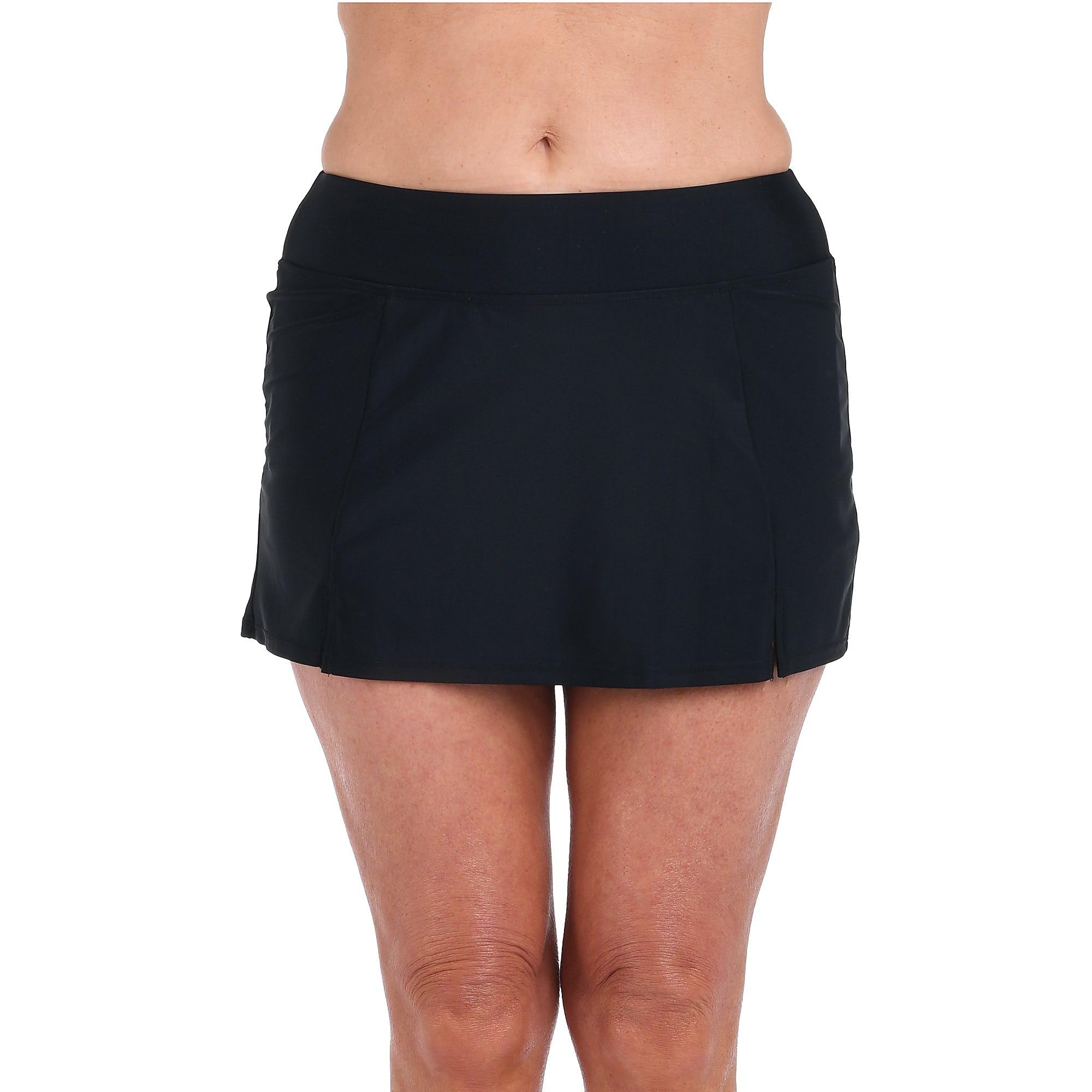 women's solid separate wide-waistband short bikini bottom, black, 10