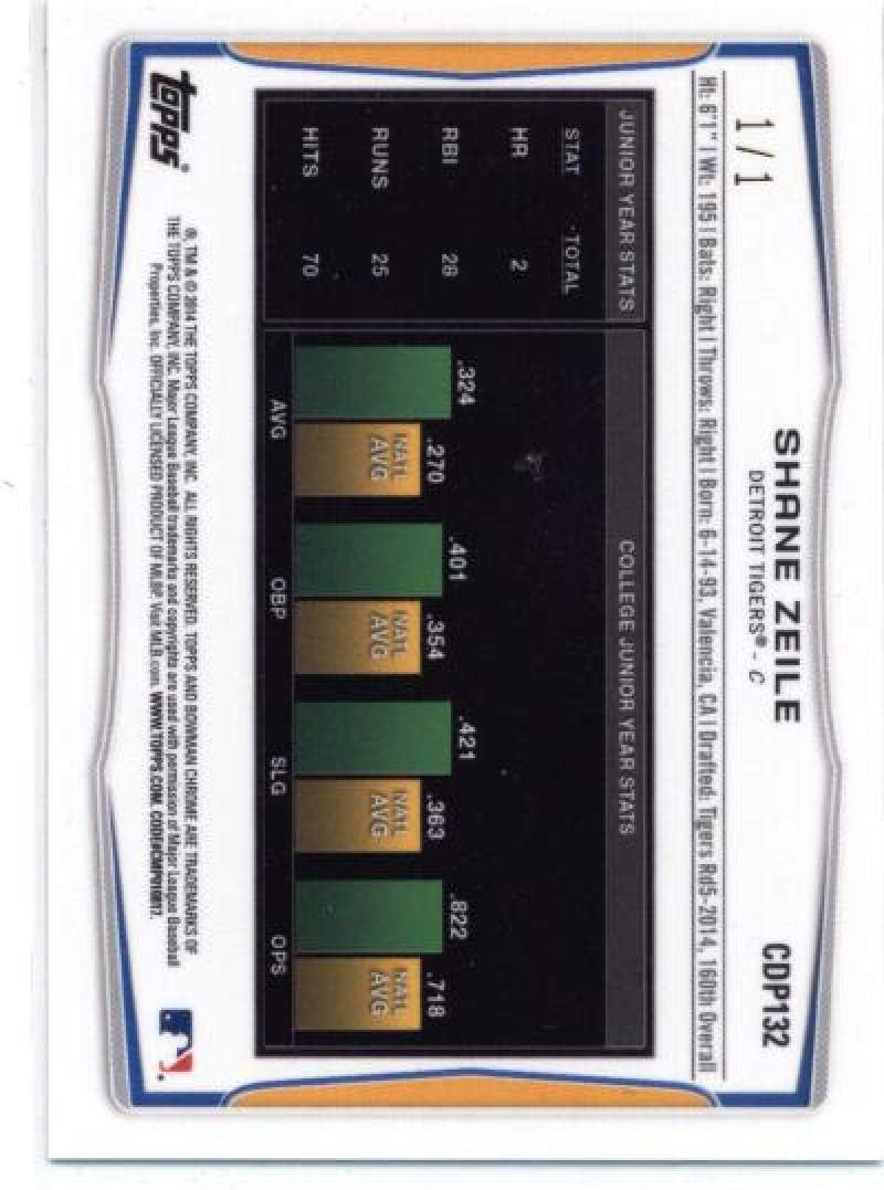 2014 Bowman Draft Chrome Superfractors #CDP132 Shane Zeile Tigers MLB Baseball Card /1 NM-MT