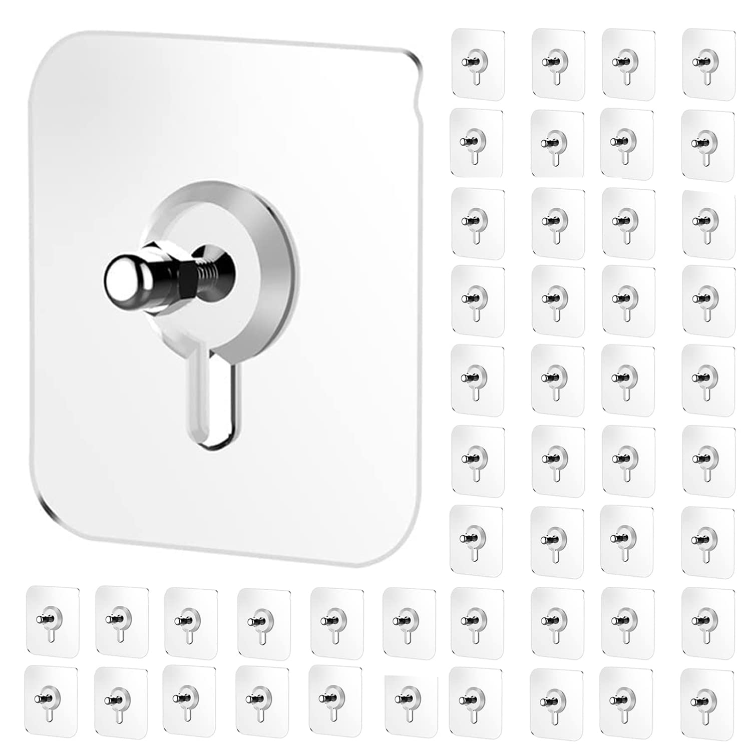 Zureni Self Adhesive Nails Wall Hooks Heavy Duty Strong Screw Mount Durable Water Resistant for Kitchen Bathroom Home Office Photo Frame Painted & Tile Surface (Pack of 50, Transparent) (B0BX6VSD47) Amazon Price History, Amazon Price Tracker