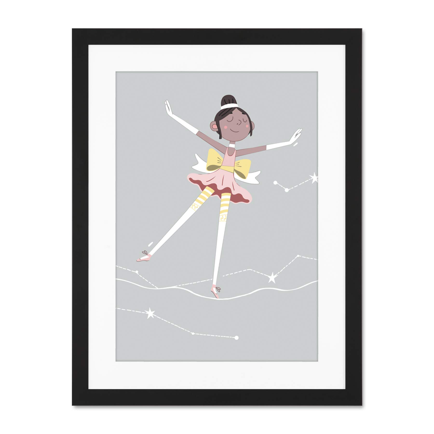 Wee Blue Coo Girls Ballerina Dancer Stars Large Framed Art Print Wall Poster 18x24 inch